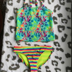Girls Rainbow Mermaid Tankini Bathing Suit